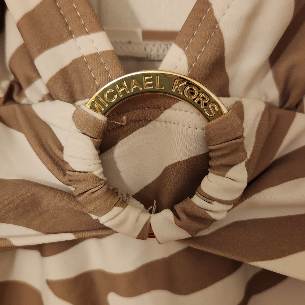 Michael Kors Tan and Cream Striped Swimsuit